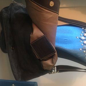 Vintage Coach brown and gray suede bag